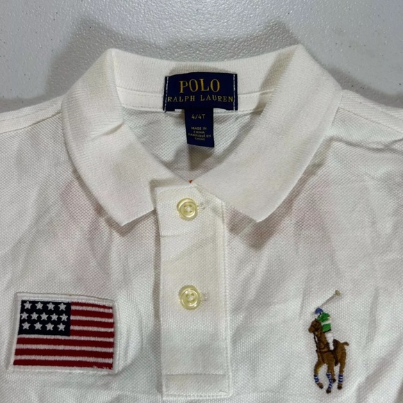 New New Polo Ralph Lauren White USA Polo Sz 4 / 4T boys - Picture 8 of 10
